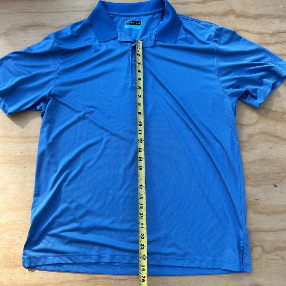 PGA Tour Mens XL Blue Shrt Sleeve Performance GolfPolo Shirt Textured MicroPrint